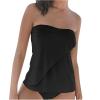 XUNRYAN Two Piece Bandeau Tankini Swimsuits for Women 2024 Loose Blouson Swim Wrap Tube Top w Bikini Bottom Tummy Control view 1