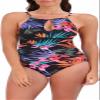 Jessica Simpson Womens Midweight Textured One Piece Swimsuit (US, Alpha, X-Small, Regular, Regular, Palms) view 1