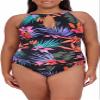 Jessica Simpson Womens Midweight Textured One Piece Swimsuit (US, Alpha, X-Small, Regular, Regular, Palms) view 4