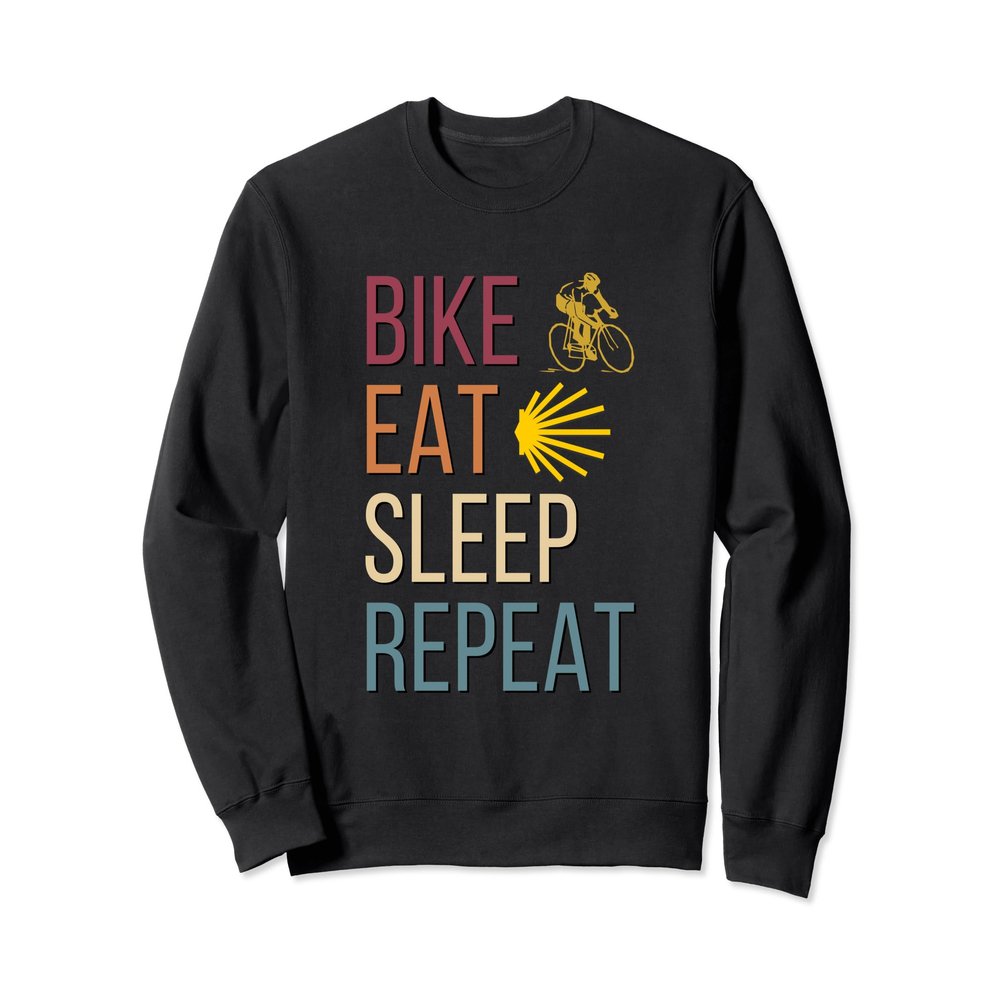 Bike Eat Sleep Repeat Yellow Scallop Shell Cyclist Sweatshirt