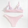 FBCTCD Women's Two Piece Bikini Swimsuit Plain High Cut Bikini Swimsuit (Color : Baby Pink, Size : X-Small) view 2
