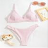 FBCTCD Women's Two Piece Bikini Swimsuit Plain High Cut Bikini Swimsuit (Color : Baby Pink, Size : X-Small) view 3