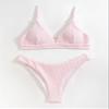 FBCTCD Women's Two Piece Bikini Swimsuit Plain High Cut Bikini Swimsuit (Color : Baby Pink, Size : X-Small) view 4