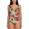 Drtgeds Lovely Strawberry Print Print Women's One Piece Swimsuits High Waisted Bathing Ruffled Flounce Suit view 1