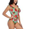Drtgeds Lovely Strawberry Print Print Women's One Piece Swimsuits High Waisted Bathing Ruffled Flounce Suit view 3