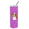 212 Main 8.25 x 3 in. Unisex Cavalier King Charles Spaniel Blenheim No.2 Stainless Steel 20 oz Skinny Tumbler Pink view 1