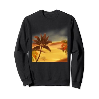 Beach Design with Sand Dunes and Silhouetted Palm Trees Sweatshirt
