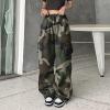 HBDHEJL Camo Cargo Pants Women Wide Leg Parachute Pants High Waisted Casual Baggy Wide Leg Jogger 3X-Large view 2