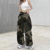 HBDHEJL Camo Cargo Pants Women Wide Leg Parachute Pants High Waisted Casual Baggy Wide Leg Jogger 3X-Large view 3