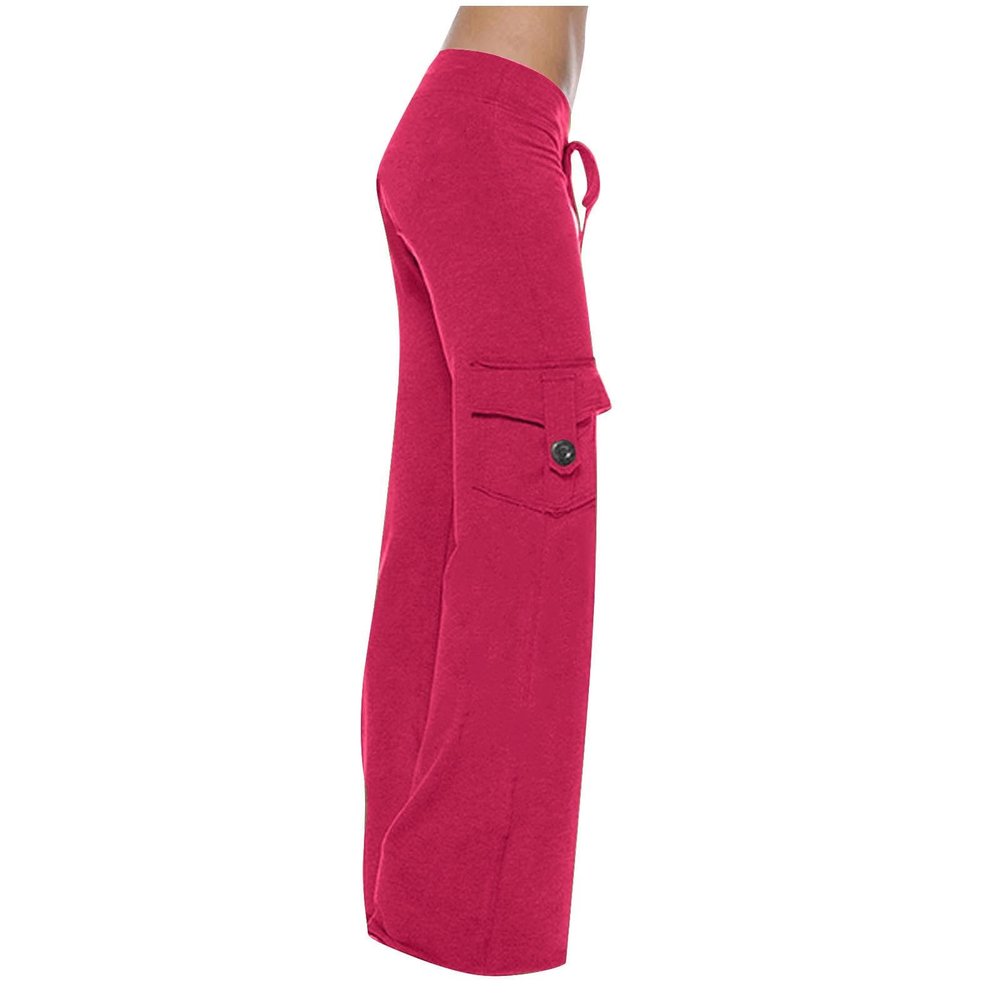 NATHGAM Wide Leg Pants for Women Baggy Yoga Pants High Waist Workout Flare Pants Solid Drawstring Lounge Pants Gym Sweatpants Hot Pink