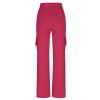 NATHGAM Wide Leg Pants for Women Baggy Yoga Pants High Waist Workout Flare Pants Solid Drawstring Lounge Pants Gym Sweatpants Hot Pink view 3