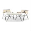 FORMA MARINE Folding Aluminum Off White Boat Chairs Teak Armrests, 3 Piece Bundle Set, 2 M100+Folding Alu.and Melamine Boat Table M250-20''X35''X24''-B100W250 view 1