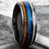 Black Tungsten Ring Fishing Line-Wood & Deer Antler Band 8mm Size 10 Fast Free Supply view 2