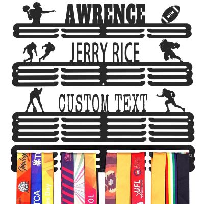 Custom Medal Hanger Display Rack - Personalized Metal Sports Awards Organizer with Name for Wall 60+ Race Plaques Display for Athlete Kids Gymnastic,Run,Soccer,Baseball,Football,Hockey,Basketball