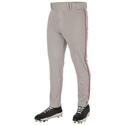 Champro Triple Crown 2.0 Tapered Bottom Baseball Pants with Braid, Youth X-Small, Grey, Scarlet