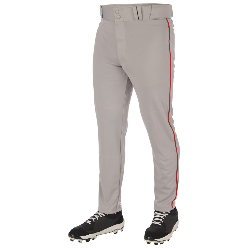 Champro Triple Crown 2.0 Tapered Bottom Baseball Pants with Braid, Youth X-Small, Grey, Scarlet