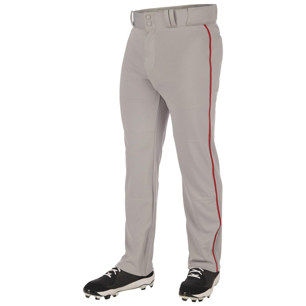 Champro Triple Crown 2.0 Open Bottom Baseball Pants with Braid, Youth X-Small, Grey, Scarlet