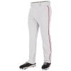 Champro Triple Crown 2.0 Open Bottom Baseball Pants with Braid, Youth X-Small, White, Scarlet view 1