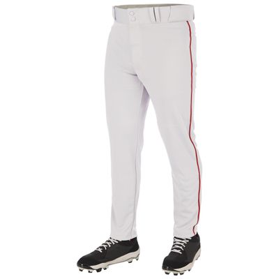 Champro Triple Crown 2.0 Tapered Bottom Baseball Pants with Braid, Youth Medium, White, Scarlet