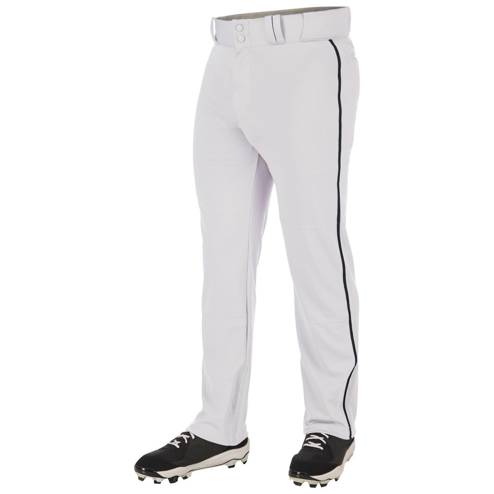 Champro Triple Crown 2.0 Open Bottom Baseball Pants with Braid, Youth Large, White, Black