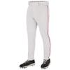 Champro Triple Crown 2.0 Tapered Bottom Baseball Pants with Braid, Youth X-Large, White, Scarlet view 1