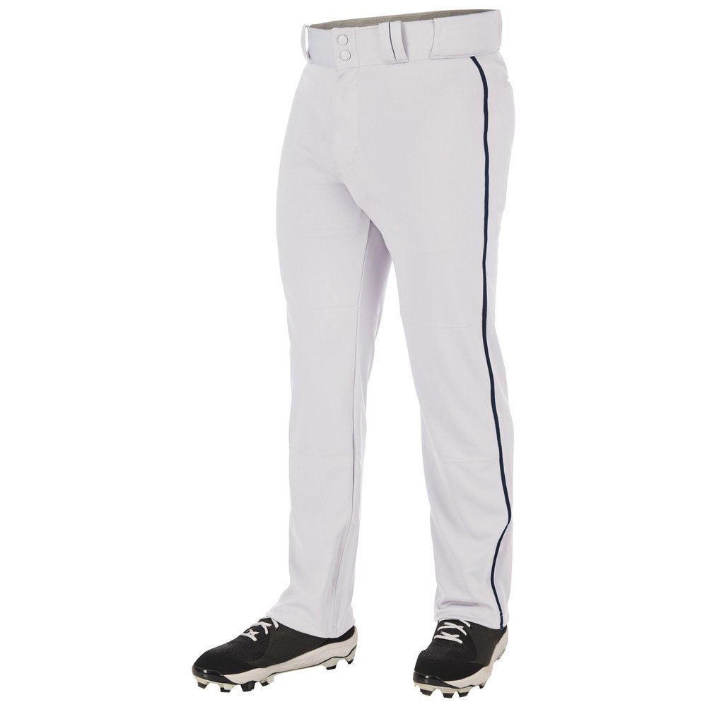 Champro Triple Crown 2.0 Open Bottom Baseball Pants with Braid, Youth Large, White, Navy