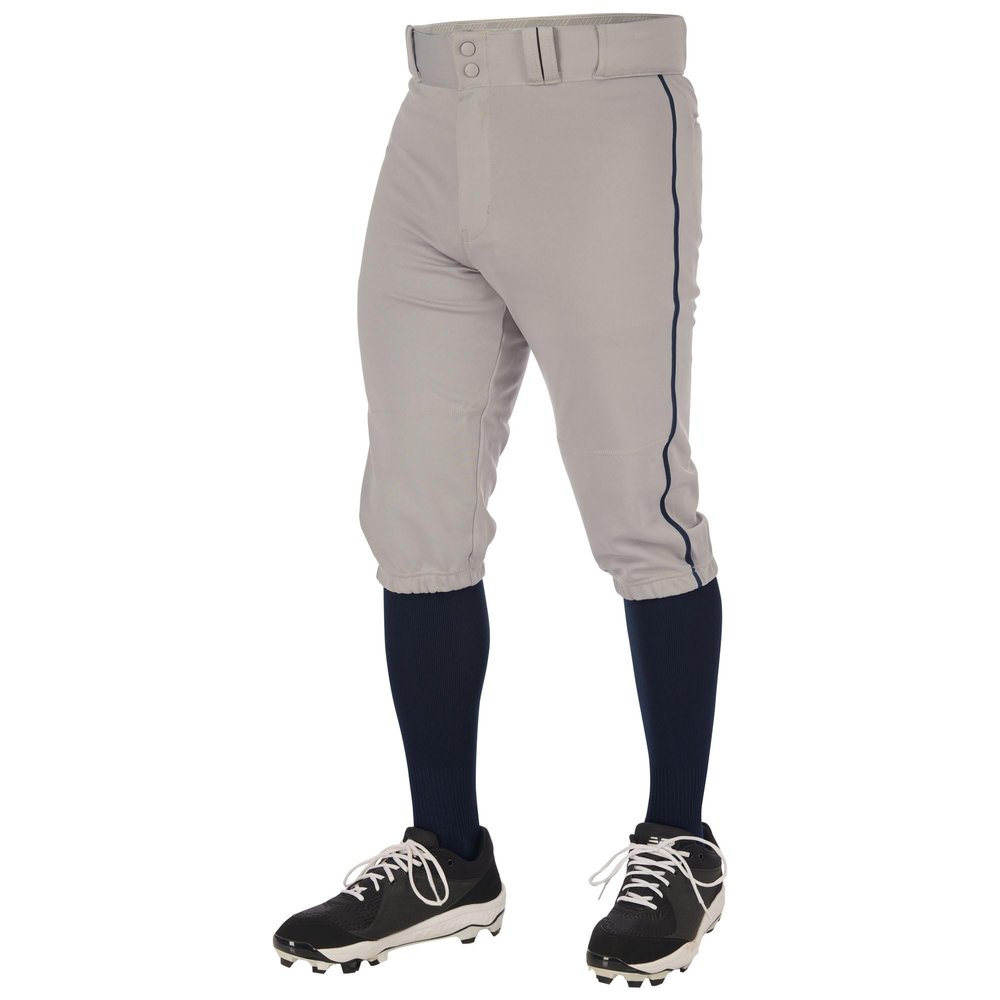 Champro Triple Crown 2.0 Baseball Knickers with Braid, Youth Large, Grey, Navy