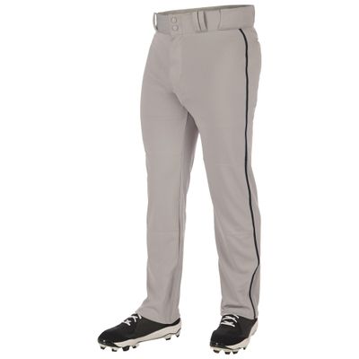 Champro Triple Crown 2.0 Open Bottom Baseball Pants with Braid, Youth Medium, Grey, Black