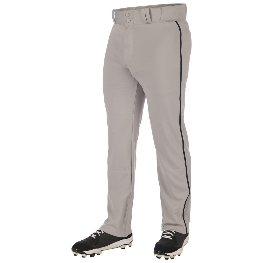 Champro Triple Crown 2.0 Open Bottom Baseball Pants with Braid, Youth Medium, Grey, Black