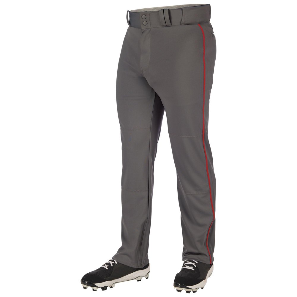 Champro Triple Crown 2.0 Open Bottom Baseball Pants with Braid, Youth Large, Graphite, Scarlet