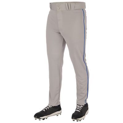 Champro Triple Crown 2.0 Tapered Bottom Baseball Pants with Braid, Youth X-Small, Grey, Royal