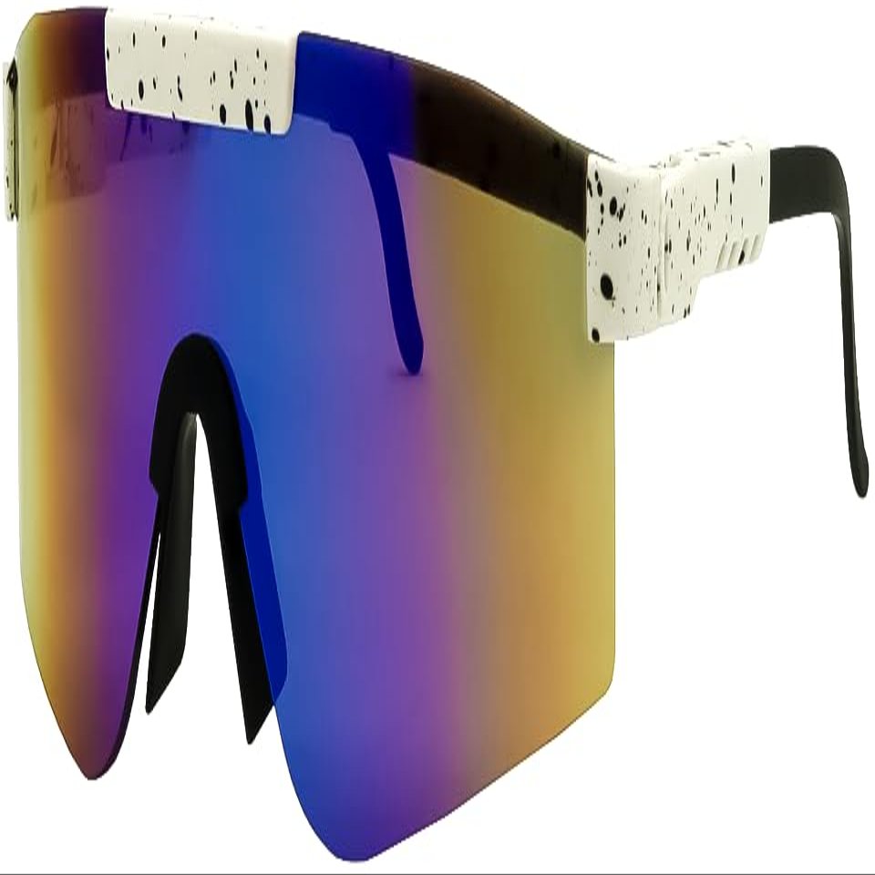 Calabria 7751RV Shield Cycling Sunglasses White Black Purple Red Mirror Men Women Sports Wrap Around Shades UV400