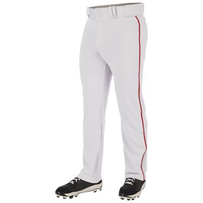 Champro Triple Crown 2.0 Open Bottom Baseball Pants with Braid, Youth Large, White, Scarlet