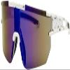Calabria 7752RV Shield Cycling Sunglasses White Black Blue Mirror Men Women Sport Wraparound Shades UV400 Fishing view 1