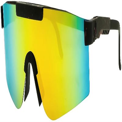 Calabria 7751RV Shield Cycling Sunglasses Black Red Green Mirror Men Women Sports Wraparound Shades UV400 Fishing