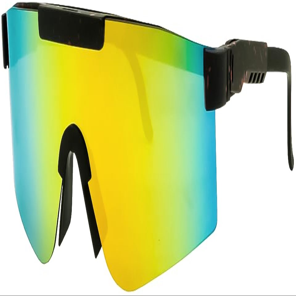Calabria 7751RV Shield Cycling Sunglasses Black Red Green Mirror Men Women Sports Wraparound Shades UV400 Fishing
