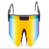 Calabria 7751RV Shield Cycling Sunglasses Black Red Green Mirror Men Women Sports Wraparound Shades UV400 Fishing view 2