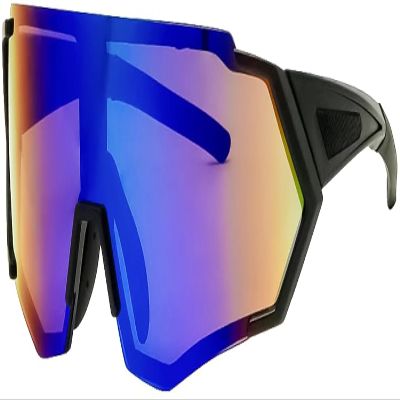 Calabria 7753RV Shield Cycling Sunglasses Black Purple Red Mirror Men Women Sport Wraparound Shades UV400 Fishing