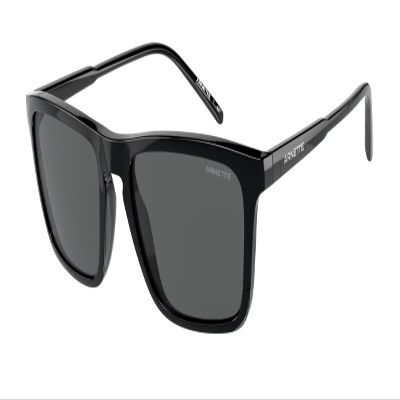 ARNETTE Shyguy AN4283 41/87 56MM Black/Dark Grey Square Sunglasses for Men +BUNDLE with ACCESSORY EYEWEAR KIT