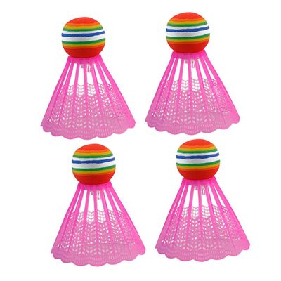LIOOBO 4pcs Luminuous Badminton Light up Shuttlecocks Badminton Balls Shuttlecocks for Light up Badminton Birdies Kid Badminton Birdie Badminton Led Pink The Bird Luminous
