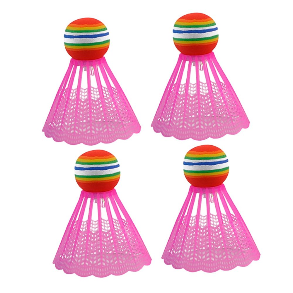 LIOOBO 4pcs Luminuous Badminton Light up Shuttlecocks Badminton Balls Shuttlecocks for Light up Badminton Birdies Kid Badminton Birdie Badminton Led Pink The Bird Luminous