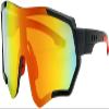 Calabria 7754RV Shield Cycling Sunglasses Black Red Green Mirror Men Women Sports Wraparound Shades UV400 Fishing view 1