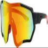 Calabria 7754RV Shield Cycling Sunglasses Black Red Green Mirror Men Women Sports Wraparound Shades UV400 Fishing view 2