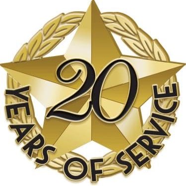 1" x1" 20 Of Service Recognition Lapel Pins, Star-Shaped 20 Year Of Service Gold Lapel Pins 100 Pack