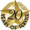1" x1" 20 Of Service Recognition Lapel Pins, Star-Shaped 20 Year Of Service Gold Lapel Pins 100 Pack view 1