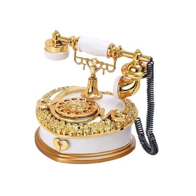 LIFKOME Retro Decorative Storage Box Vintage Telephone Model Desktop Musical Box Music Dec