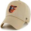 47 Brand MLB Khaki Primary Logo Clean Up Adjustable Strap Baseball Dad Hat Cap, Adult One Size Fits All - Baltimore Orioles - Khaki view 1