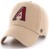 47 Brand MLB Khaki Primary Logo Clean Up Adjustable Strap Baseball Dad Hat Cap, Adult One Size Fits All - Arizona Diamondbacks - Khaki view 1