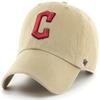 47 Brand MLB Khaki Primary Logo Clean Up Adjustable Strap Baseball Dad Hat Cap, Adult One Size Fits All - Cleveland Guardians - Khaki view 1
