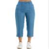 Zac & Rachel Women's Tencel Capri Length Button Front Pant with Stitched Utility Pocket and Ankle, Medium Wash, M view 1
